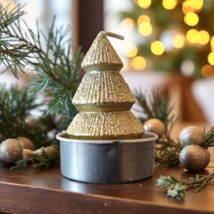 Teelicht "Tannenbaum" gold