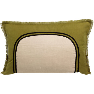 Zweifarbiges Kissen „Laly Cèdre“ – 40 × 65 cm | Leinen & Baumwolle