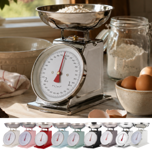 PLINT A/S Retro-Küchenwaage – bis 3 kg | mechanisch | mit Edelstahlschüssel