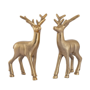 Deko-Hirsche aus Aluminium – 2er Set | Gold oder Silber | 20 cm